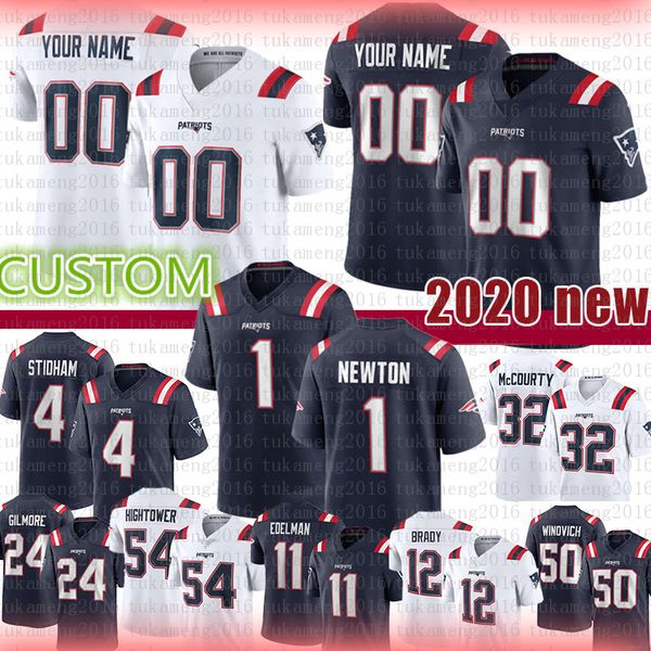 

1 cam newton new custom england football jersey patriot stephon gilmore dont'a hightower matthew slater n'keal harry james white w, Blue;black