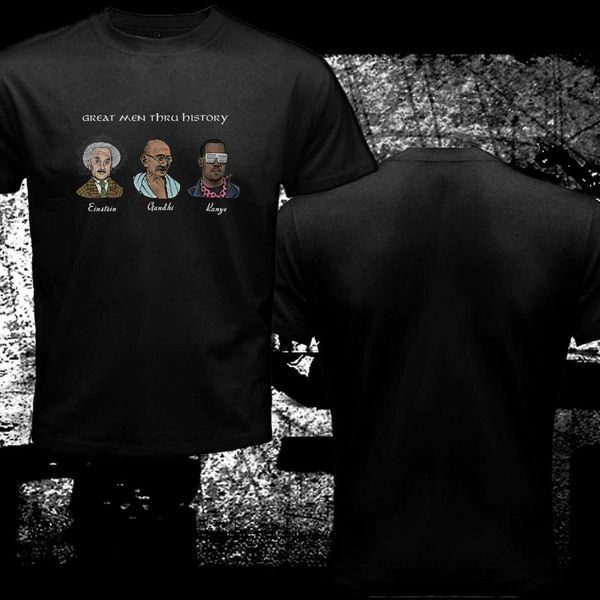 

2019 funny rare great man thru history gandhi einstein black men's t-shirt tees, White;black