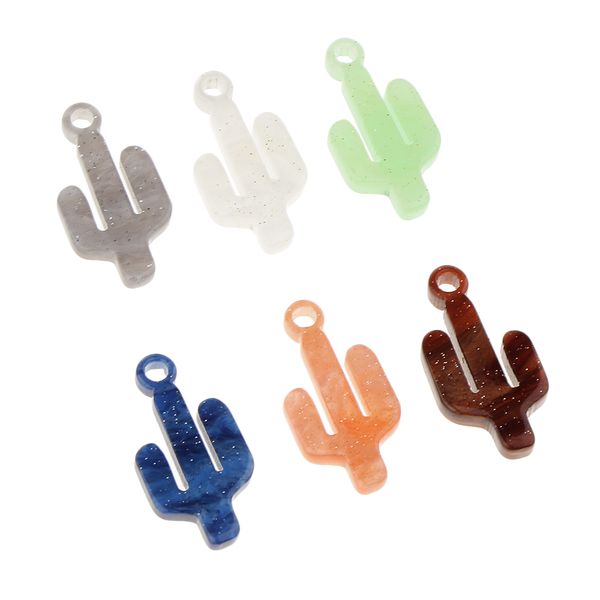

6pcs acrylic cactus charm pendants for jewelry making earrings bracelet diy, Silver