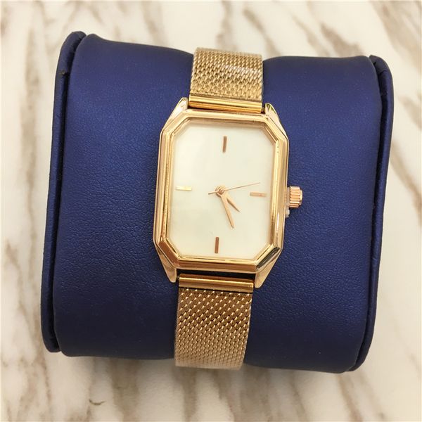 

yellow gold new woman watch luxury lady quartz watches fashion wristwatch stainless steel square dial female relogio montre drop shipping, Slivery;brown