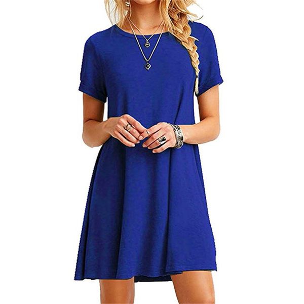 

blue women black blue dress summer short sleeve o-neck casual loose dress female street plus size dress vestidos, Black;gray