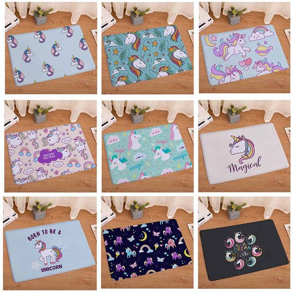 

cute cartoon unicorn printed floor mat anti-slip rugs carpets welcome doormat kitchen bedroom mats entrance decor carpet gift