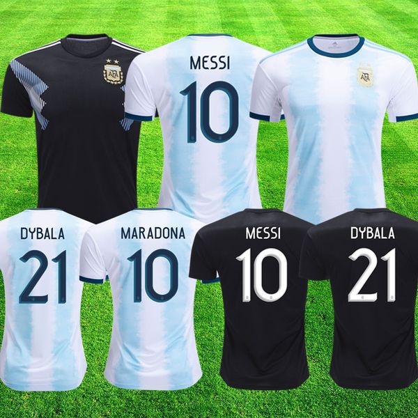 

2019 2020 argentina copa america home soccer jerseys messi dybala higuain football shirt aguero icardi mascherano camiseta de futbol kit, Black;yellow