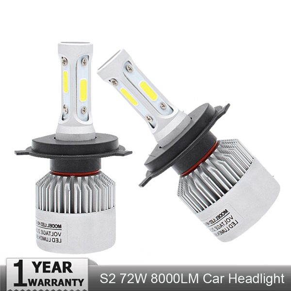 

muxall 2pcs auto h4 led h7 h11 h8 9006 hb4 h1 h3 hb3 s2 car headlight bulbs 72w 8000lm high low beam automobiles lamp 6500k 12v