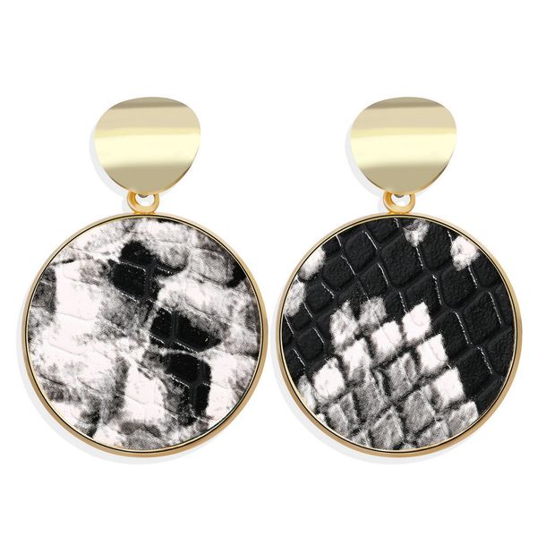 

earrings originality snake black and white paillette ear nail concise round earring, Golden;silver