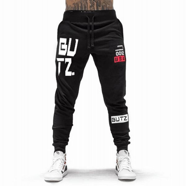 

men's pants printed jogging men sport causal sweatpants work hip hop gym training track streetwear fitness clothing, Black