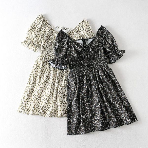 

2020 новая мода марка летнее платье цветочные лето сыпучие над коленом, mini опрятный стиль натуральный хлопок пляж девушки платья женщин, Black;gray