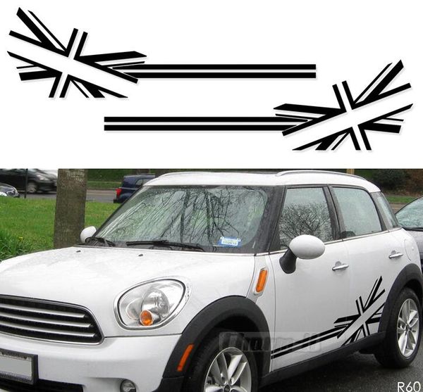 Acheter Style De Bande Latérale Autocollant De Voiture Pour Mini Cooper Countryman R56 R50 R52 R53 F56 R60 Union Jack Drapeau Britannique Autocollants