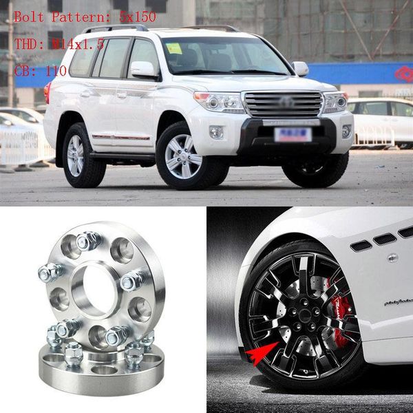 

4pcs 1.2" wheel spacers adapters 5 lug 5x5.9"/5x150-14x1.5 for land crusier 08