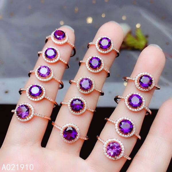 

kjjeaxcmy boutique jewelry 925 sterling silver inlaid amethyst gemstone ladies ring fashion, Golden;silver