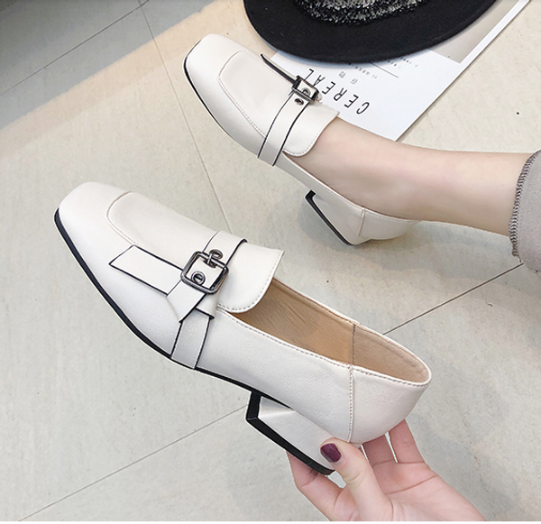 

plus size women dress shoes medium heels woman shoes square toe pumps heeled boat ladies zapatos mujer, Black
