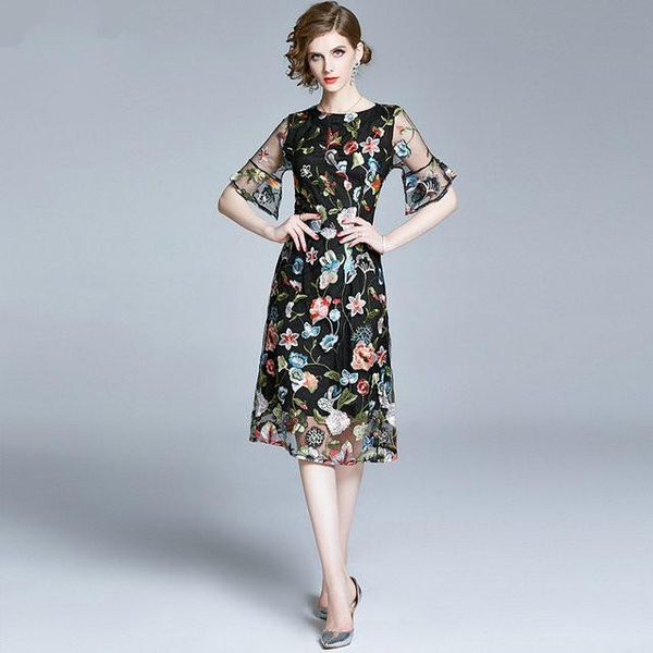 

spring dress for women luxury fashion women's fall dress elegant tiered hollow out lady slim knitted dresses size s-2xl, White;black