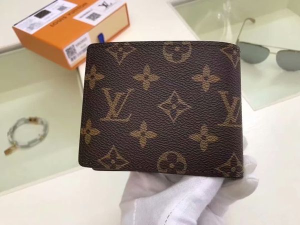 

Клетчатый стиль LOUIS VUITTO кошелек известные мужчины женщины кошельки холст кожа короткий маленький двойной кошелек с коробкой