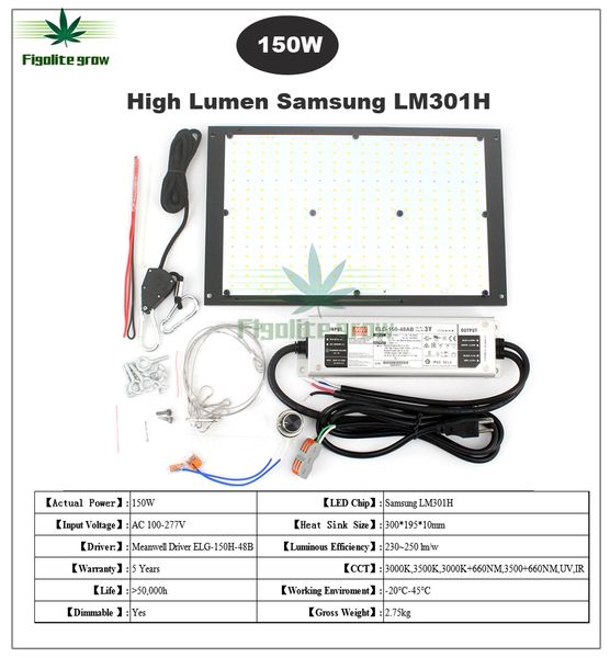 

super bright v3 samsung lm301h диммируемый 150w 240w 3000k / 3500k 660нм уф ик v3 водить вырастите свет доска с водителем meanwell