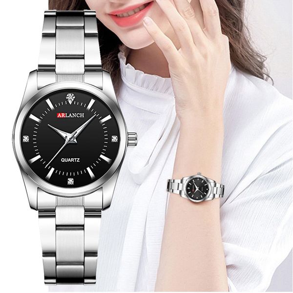 

women small bracelet watch silver stainless steel women black watch ladies crystal quartz dress wristwatches water montre femme, Slivery;brown