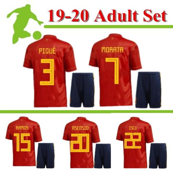 

euro 2020 + kids kit 2020 2021 spain soccer jersey mans suit 20 21 camiseta de futbol asensio morata boys set football shirt, Black