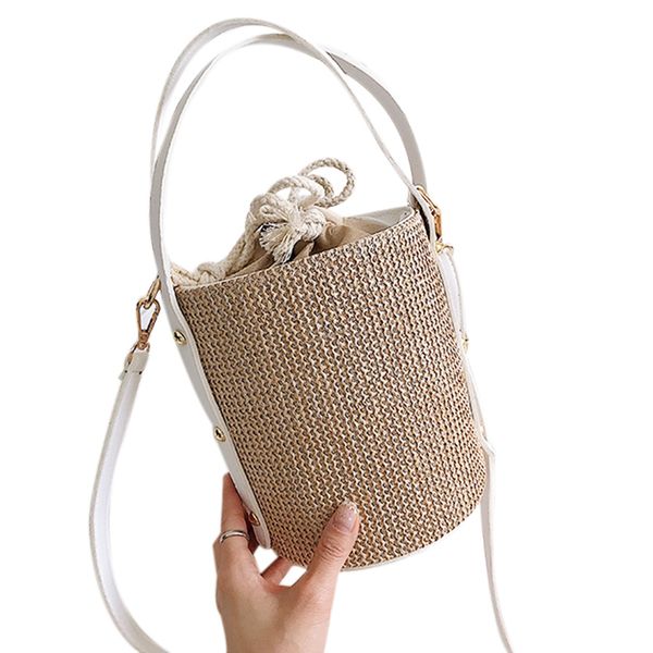 

ljl-1 pcs straw bags for women small crossbody bucket bag ladies summer beach bags female travel shoulder messenger handbag
