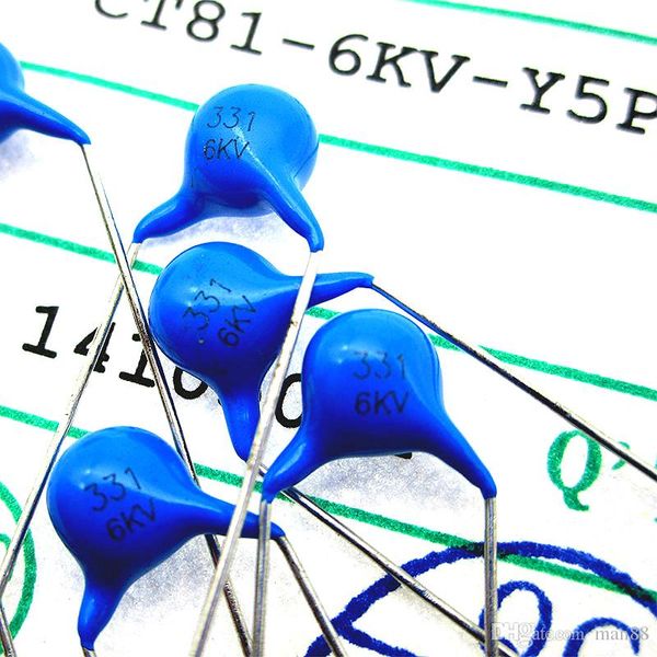 

ultra-high voltage ceramic capacitors 6kv 330pf 6kv331 feet from 10 diameter 6