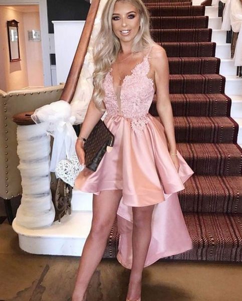 

robe de soiree high low prom short evening dresses, Black