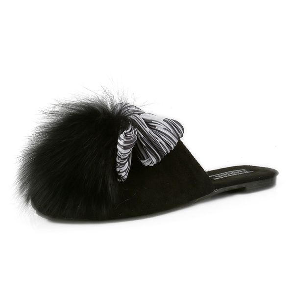 

2019 new summer fashion slippers outdoor women casual flock solid butterfly kont non-slip shoes size 36-40 xwt1581, Black