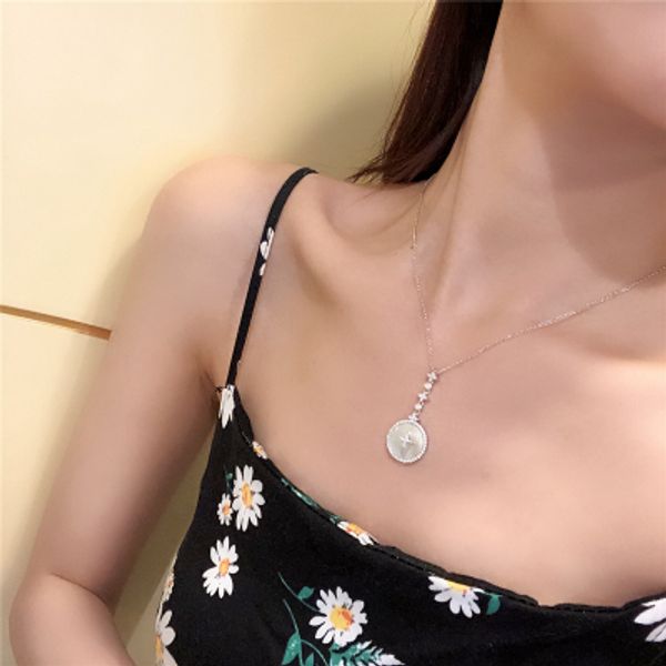 

wholesale- silver star necklace with mother of pearl