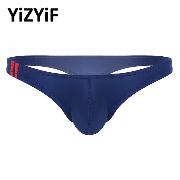 

men swimwear male underwear for swimming lingerie smooth ice silk elastic low rise bulge pouch t-back thongs bikini briefs