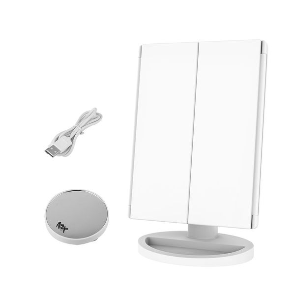 

led deskthree fold makeup mirror 2x 3x 10x 180 degree rotation table countercosmetic bathroom mirror other home decor