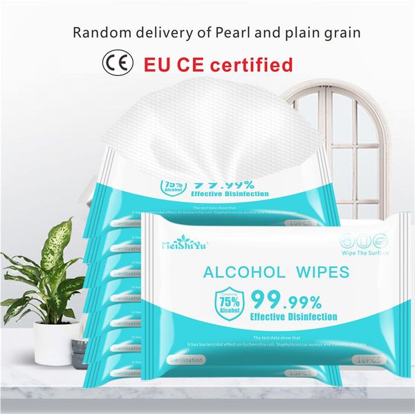 

10 packs disposable sterilization disinfection tissue 75% alcohol wet wipes tissue portable hand sanitizing paper towels