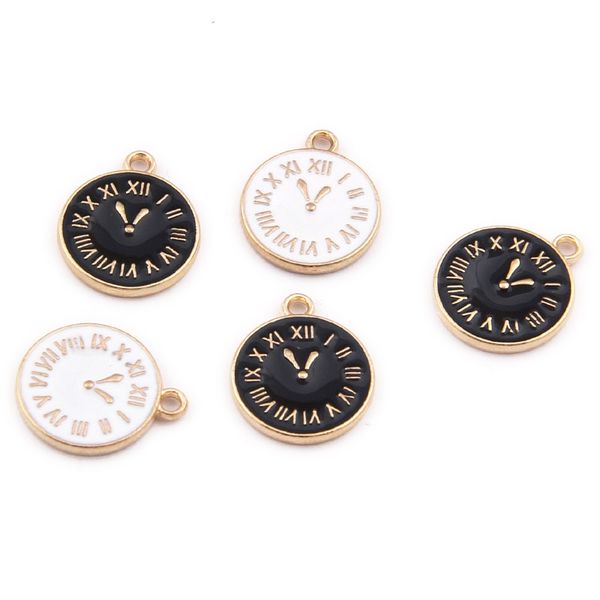 

10pcs/lot oil drop charms cute irregularity clock enamel charms alloy pendant fit necklaces bracelets jewelry accessories dy028, Bronze;silver