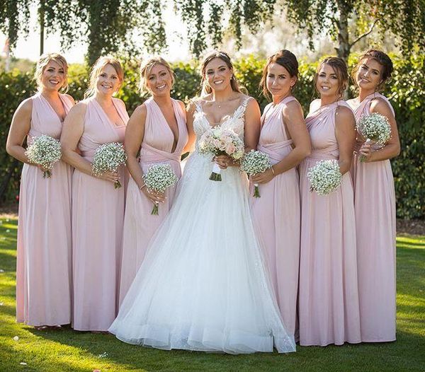 

2020 new a line plus size junior bridesmaid dresses different styles same color blush pink robes de demoiselle d'honneur, White;pink