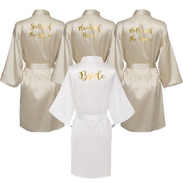 

champagne satin silk robe wedding robe bridesmaid bride dressing gown 2019 summer women clothes new lingerie bathrobe skirt, Black;red
