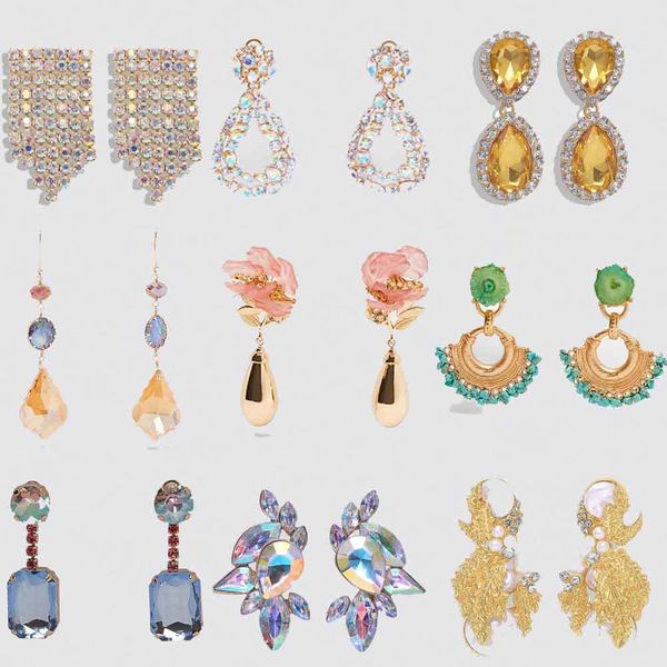 

lady za crystal drop earrings for women wedding bohemian handmade multicoloured girls gift statement earrings jewelry, Silver