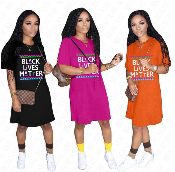 

2020 black lives matter oversize t shirt designer tshirt for women summer loose dresses casual sport beach cloth dresses overall d61803, Red;yellow