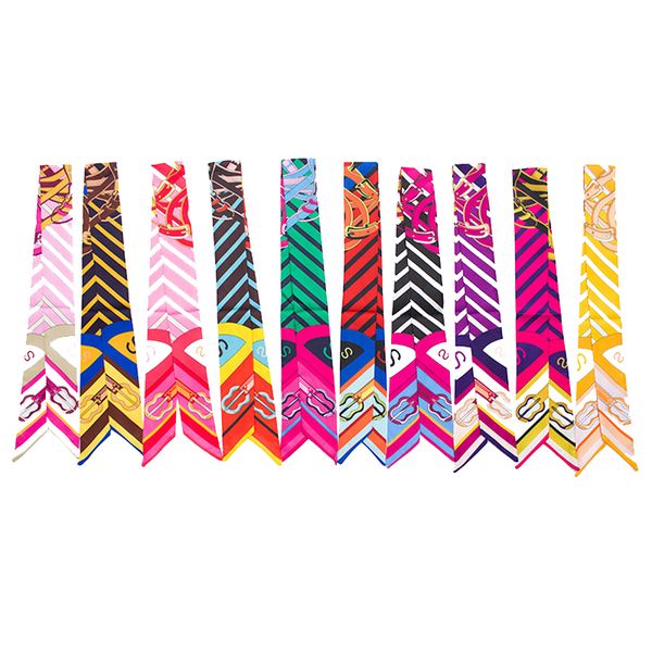 

classic neckerchief scarf striped tie wrapped tied bag handle scarf small ribbon decorative wrist wrap wholesale, Blue;gray