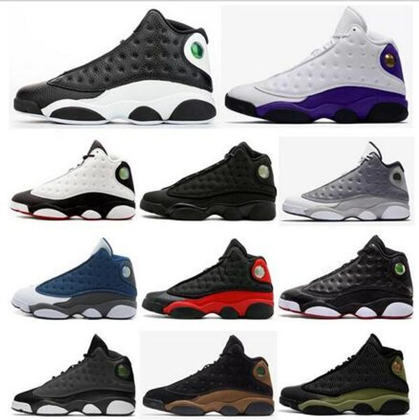 

new 13 13s reverse he got game lakers rivals black cat men women basketball shoes atmosphere grey flint bred olive sneakers with box