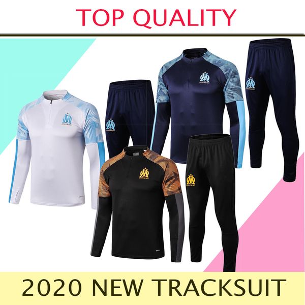 

s- olympique de marseille tracksuit soccer training suit maillot de foot 19/20 thauvin om football jacket jogging chandal survêtement, Black