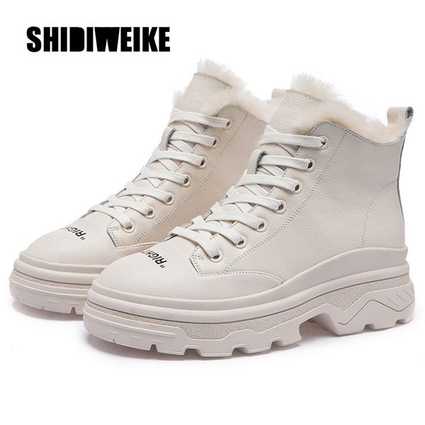 

wedge shoes woman winter boots 2019 casual warm leather womens boots ankle short plush women shoes solid booties j770, Black