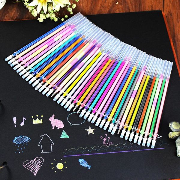 

24/48 office & school home decor diy fluorescent gel colorful paintings drawing pen party brushes refills watercolor refills