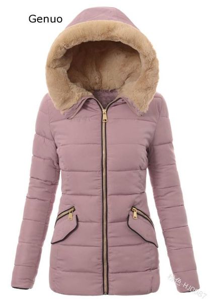 

genuo new 2020 women new full sleeve hooded parka pockets zippers slim winter warm thick fashion ladies long coats parkas, Black