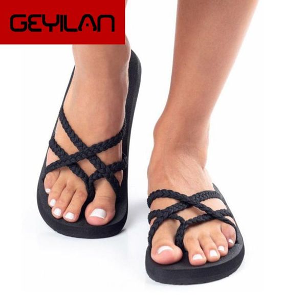

ladies slipper flat with shoes retro womens fashion flats flip flops shoes ladies slippers beach roman slippers 2019, Black