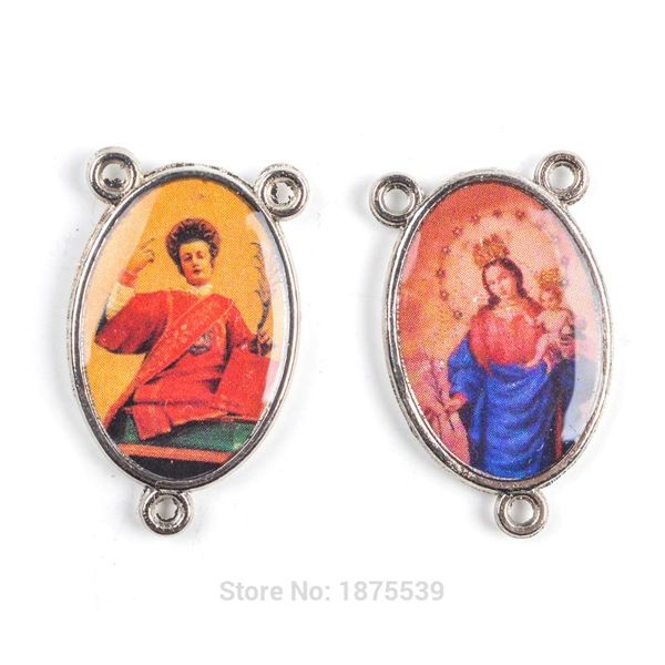 

france popular catholic rosary center medal 3 holes connector to make rosary, Bronze;silver