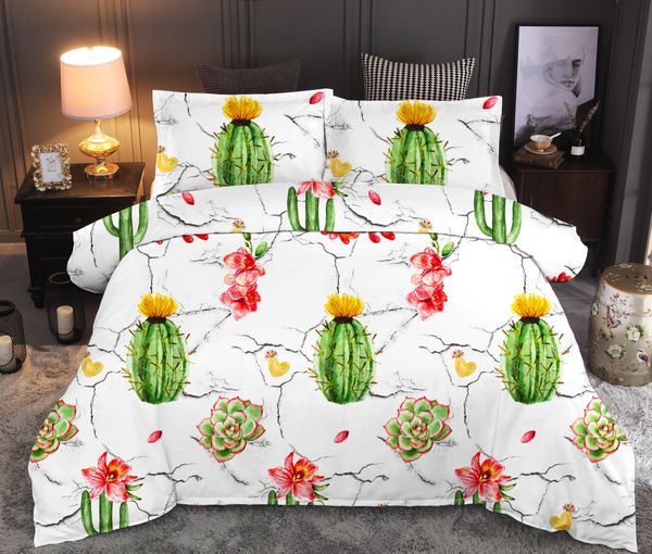 

tropical plant bedding set cactus printed duvet cover sets  king quilt cover bed linen