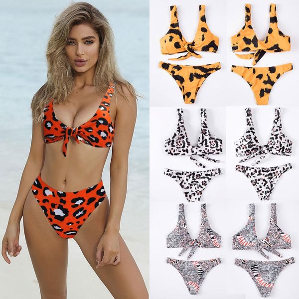 

women padded push-up print bikini set high waist swimsuit bathing suit swimwear female summer beach wear biquini