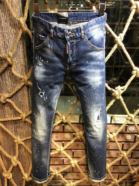 

2019 new luxury brand designer men d2 denim jeans fashion holes trousers pants biker jeans rock revival jeans 9322, Blue