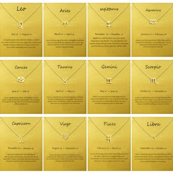 

12 constellation with gold card necklace amazon style aries/leo/libra no fade, and high quality, Silver