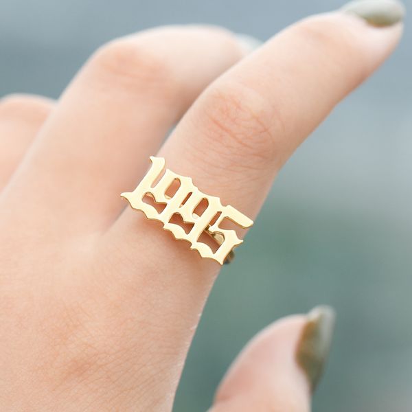 

ring for women stainless steel ring year number gold rings female rose number ring anillos mujer number wedding jewelry, Silver