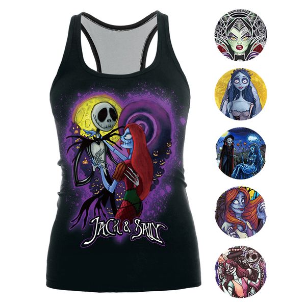 

woman tanks woman tanks 2019 the nightmare before tank tank for women corpse gothic style halloween sleeveless vest, White