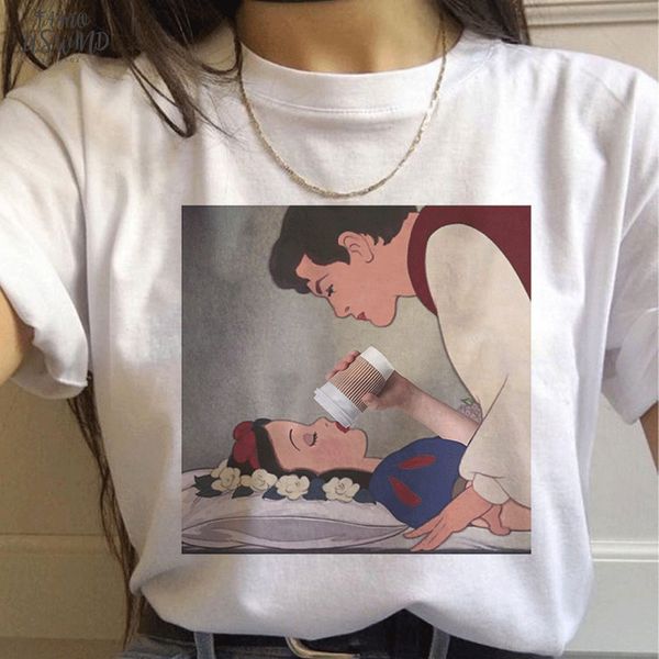 

лето 2020 новый мультфильм harajuku принцесса футболка o образным вырезом эстетика футболка принт повседневная с коротким рукавом лепесток р, White