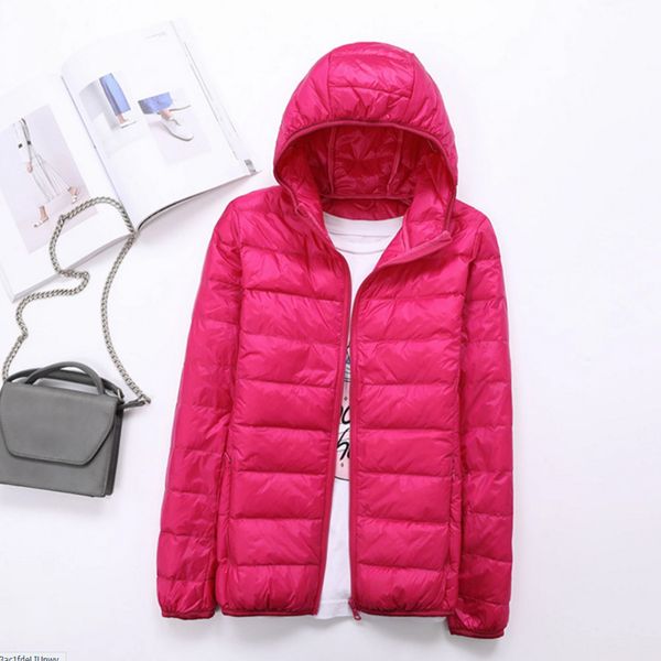 

womens hooded down jacket puffer bubble coat packable light parka, Black