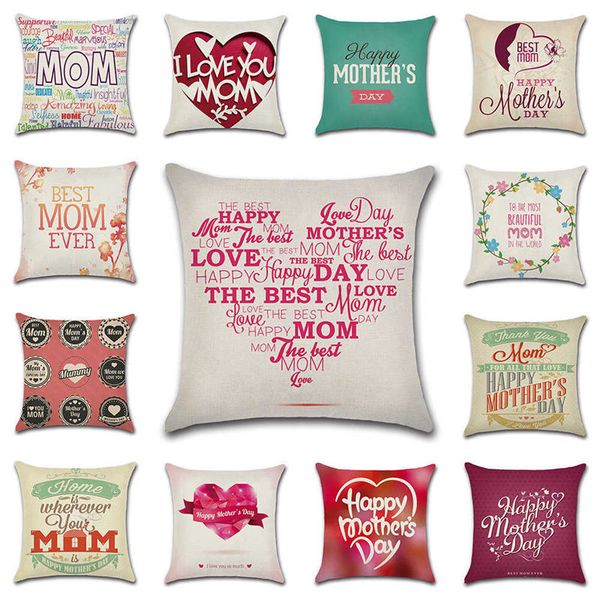 

mother day pillow case happy mother day design linen cotton pillow covers square sofa cushion cover 45cm*45cm